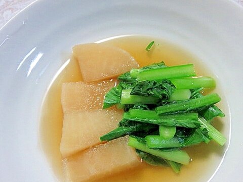 麺つゆで小松菜と大根の煮びたし